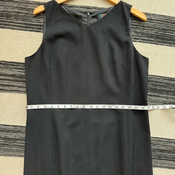 HW New York Womens Black Short Sleeve V-Neck Wool Sheath Midi Dress Size‎ 14 - Picture 9 of 12
